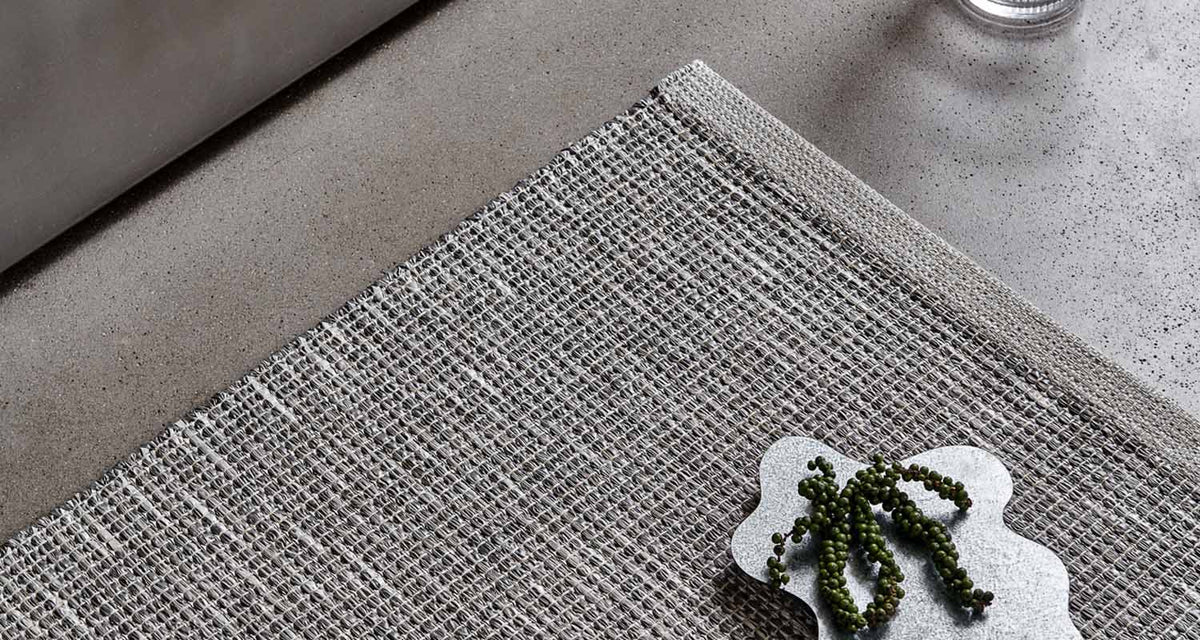 Sam Warm Grey/Charcoal - Linen warp by Pappelina, showing sam warm grey/charcoal - linen warp in live shot.