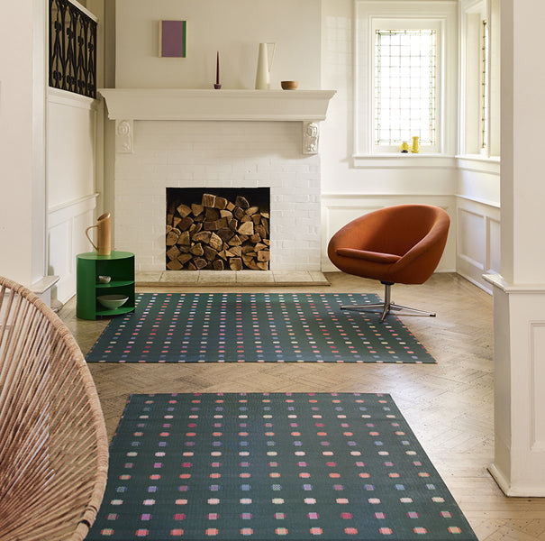 Sampler Woven Floor Mat by Chilewich, showing sampler woven floor mats in live shot.