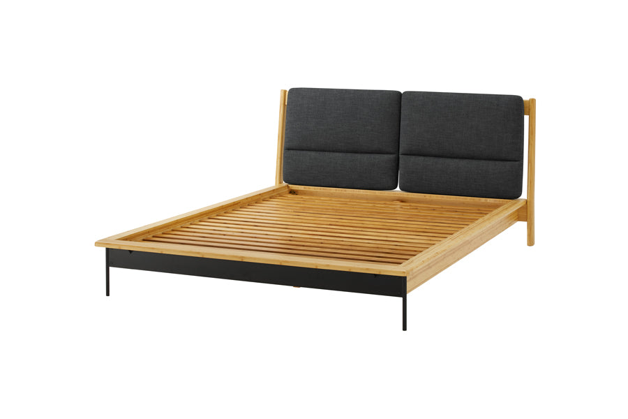 Santa Cruz Bedroom Collection by Greenington, showing angle view of santa cruz bedroom collection in bed with fabric/wheat.