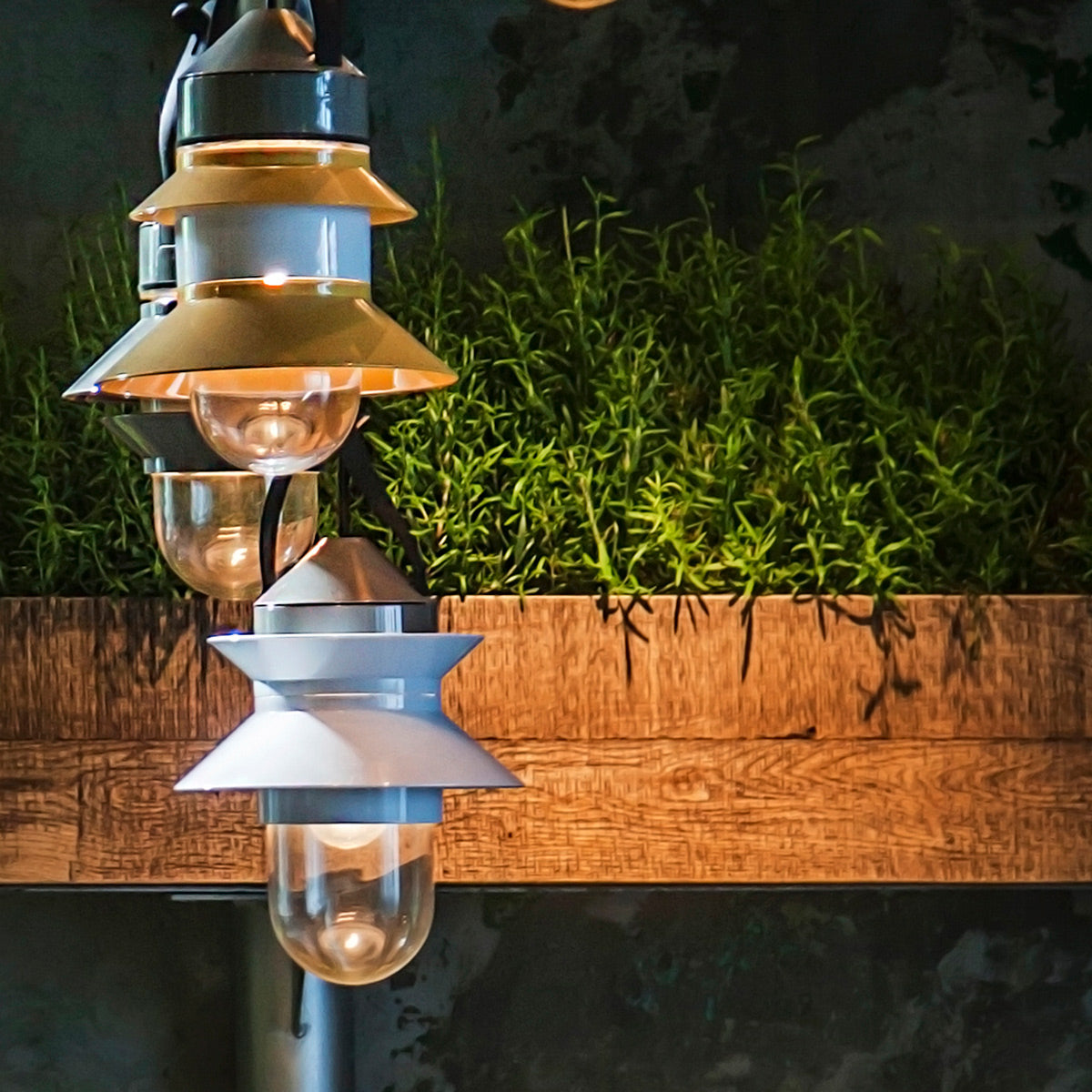 Santorini C Outdoor Ceiling Light by Marset, showing santorini c outdoor ceiling lights in live shot.