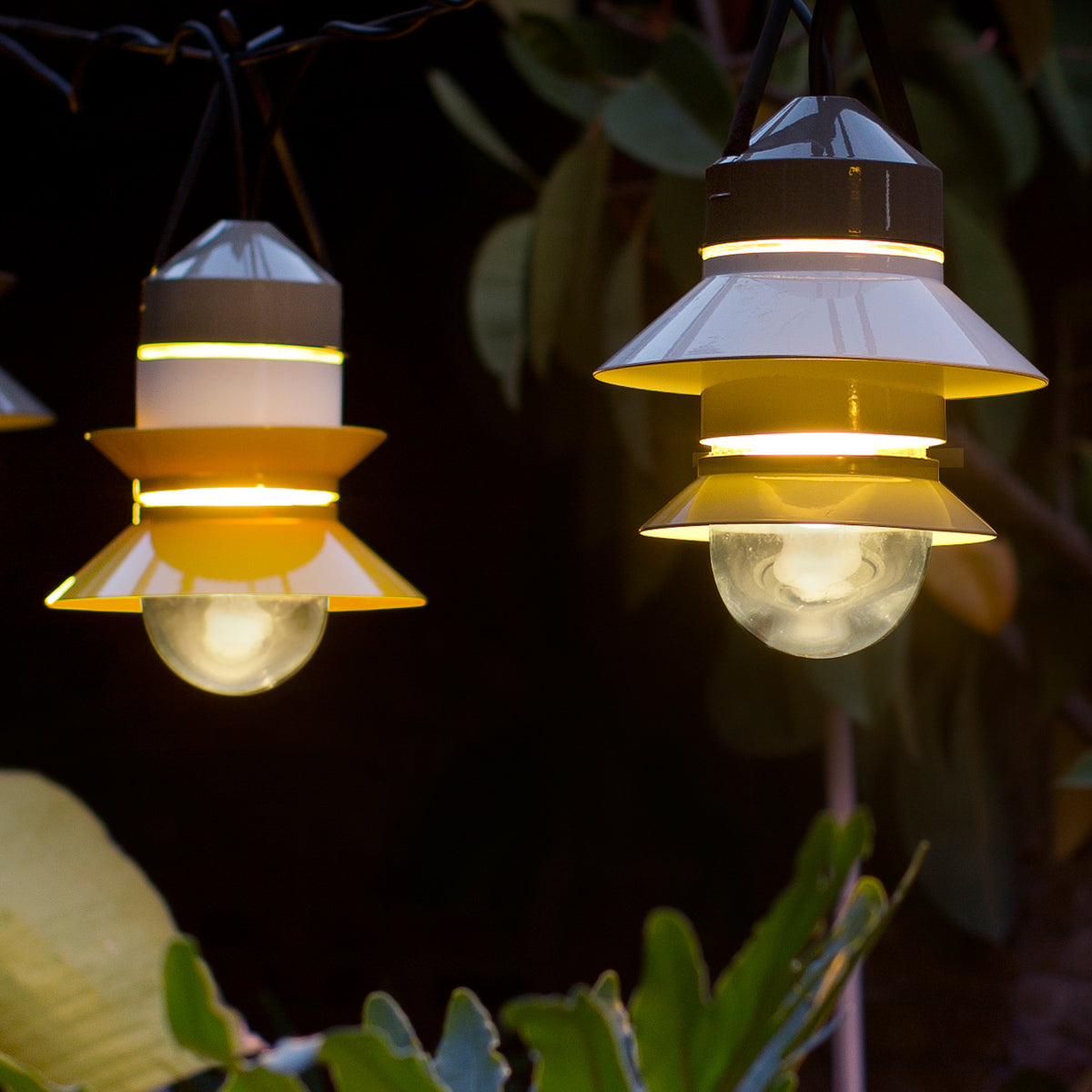 Santorini C Outdoor Ceiling Light by Marset, showing santorini c outdoor ceiling lights in live shot.