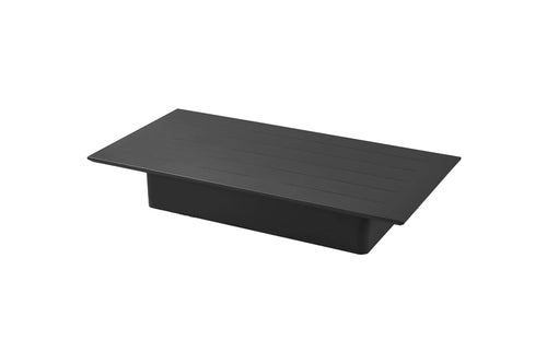 Santorini Coffee Table by Harbour, showing top view of santorini coffee table in asteroid aluminum.