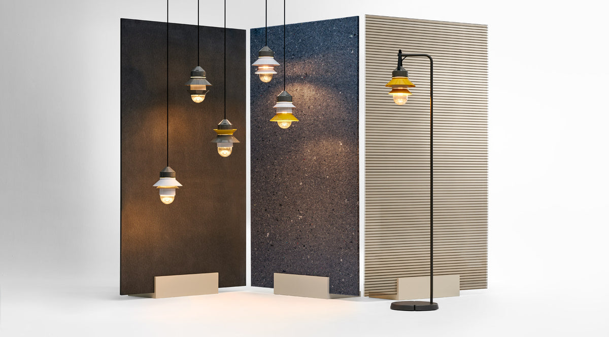 Santorini Floor Lamp by Marset, showing santorini floor lamp in live shot.