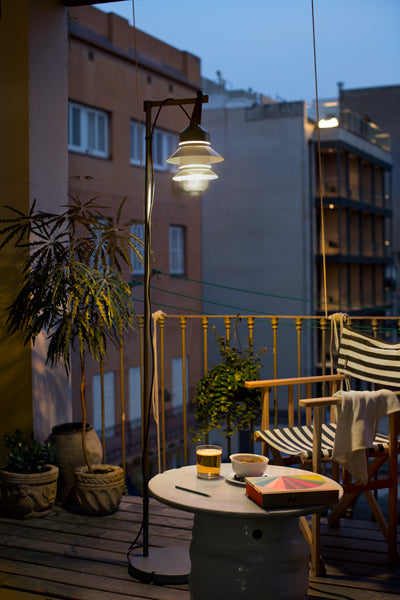 Santorini Floor Lamp by Marset, showing santorini floor lamp in live shot.