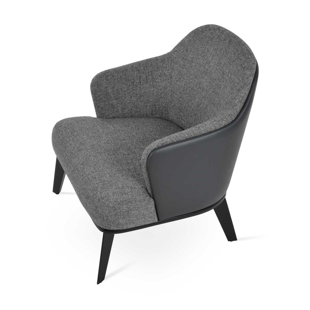Saphire Arm Chair by SohoConcept, showing top view of saphire arm chair in black finish/inside grey tweed/outside grey ppm-fr.