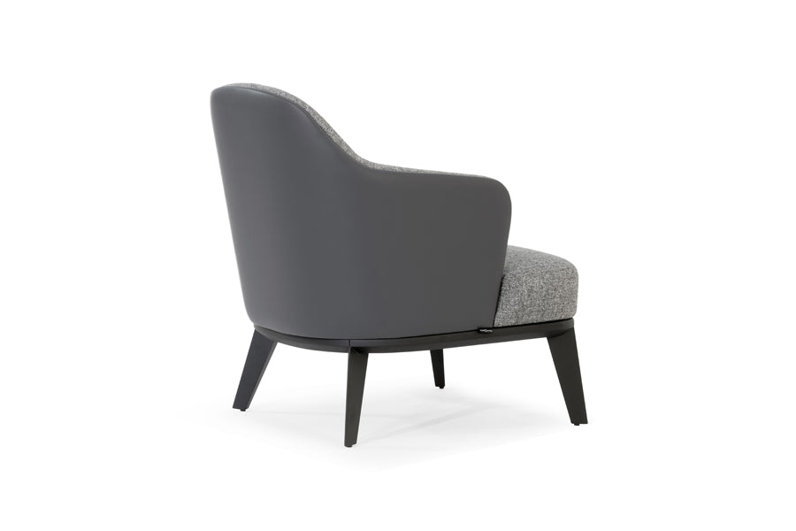 Saphire Arm Chair by SohoConcept, showing back view of saphire arm chair in black finish/inside grey tweed/outside grey ppm-fr.