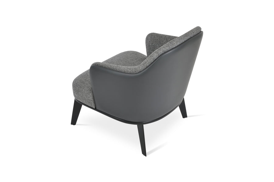Saphire Arm Chair by SohoConcept, showing top view of saphire arm chair in black finish/inside grey tweed/outside grey ppm-fr.