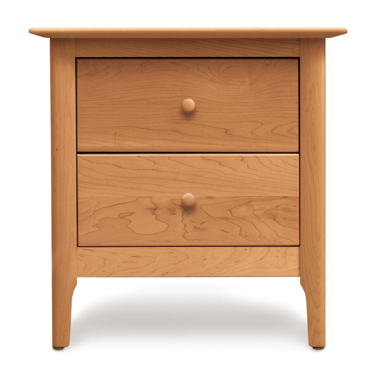 Sarah 45"H Headboard/Low Footboard Bedroom Collection- Twin Extra Long by Copeland Furniture, showing front view of 2 drawer nightstand.