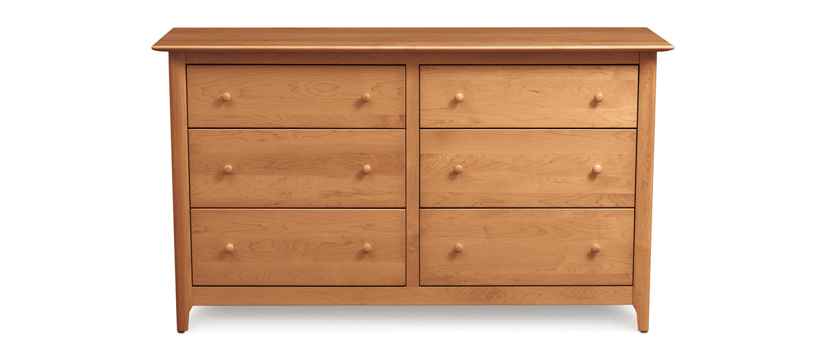 Sarah 45"H Headboard/High Footboard Bedroom Collection- Twin Extra Long by Copeland Furniture, showing front view of 6 drawer dresser.