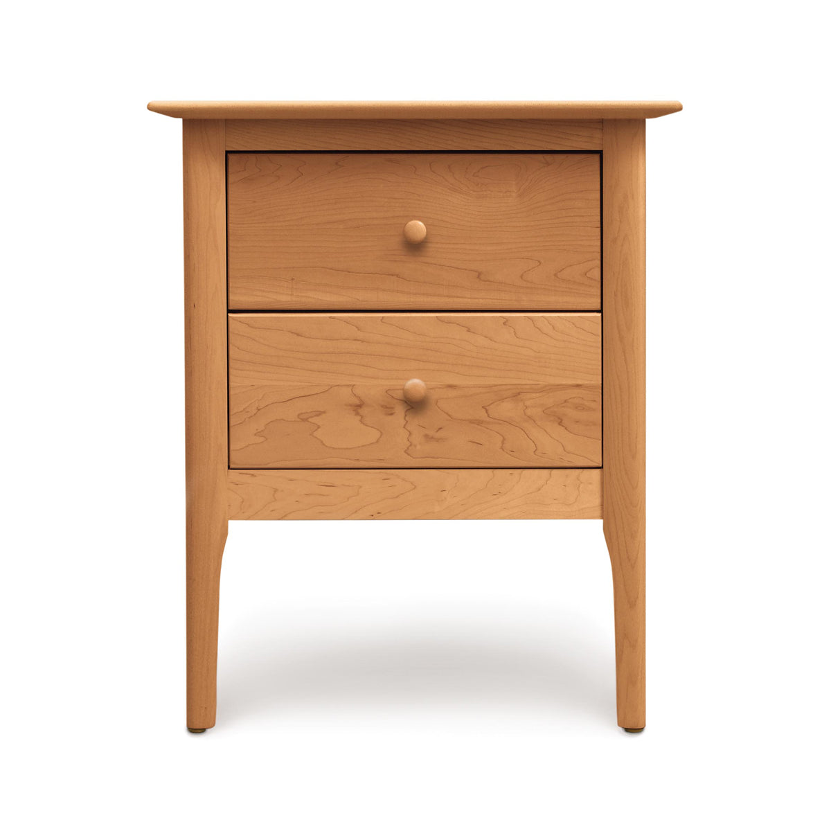 Sarah 51"H Headboard/High Footboard Bedroom Collection - Twin/Full - by Copeland Furniture, showing front view of sarah 51"H headboard/high footboard bedroom collection - twin/full in 2 drawer nightstand/natural cherry.