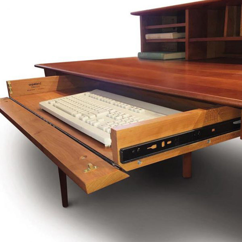 Sarah Desk with Keyboard Tray by Copeland Furniture, showing closeup view of sarah desk with keyboard tray.