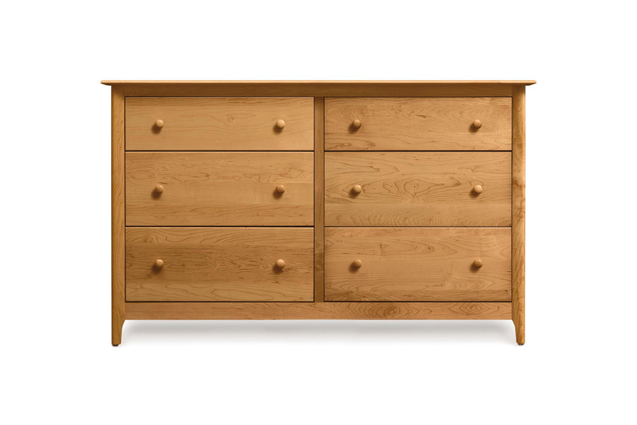 Sarah Dresser by Copeland Furniture, showing front view of sarah dresser in 6 drawers/natural cherry.