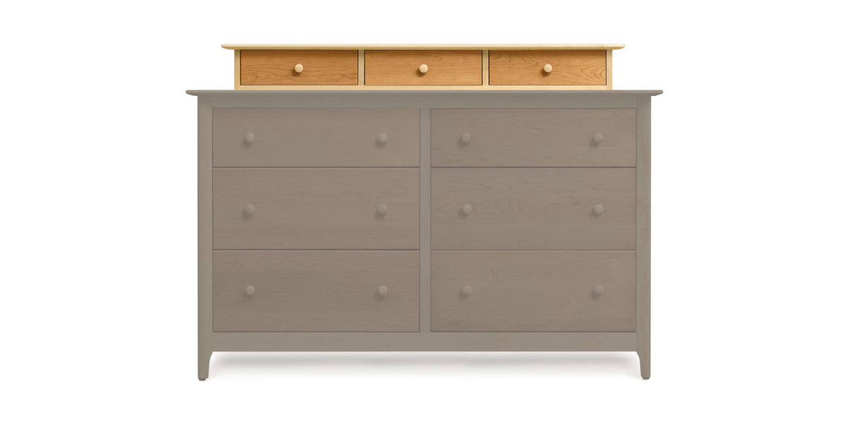 Sarah Dresser Accessory Case by Copeland Furniture, showing front view of sarah dresser accessory case in cherry/maple.