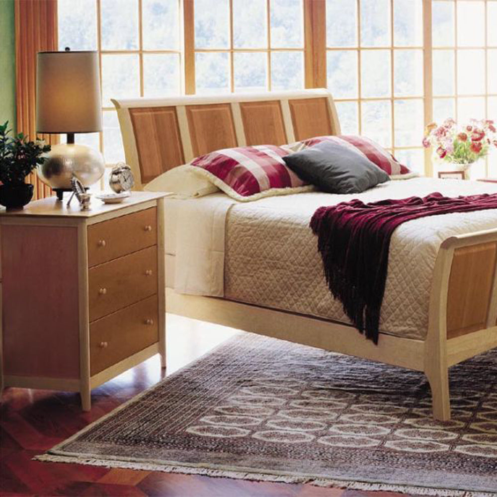 Sarah Storage Bedroom Collection - Full by Copeland Furniture, showing angle view of sarah storage bedroom collection - full in live show in live shot.