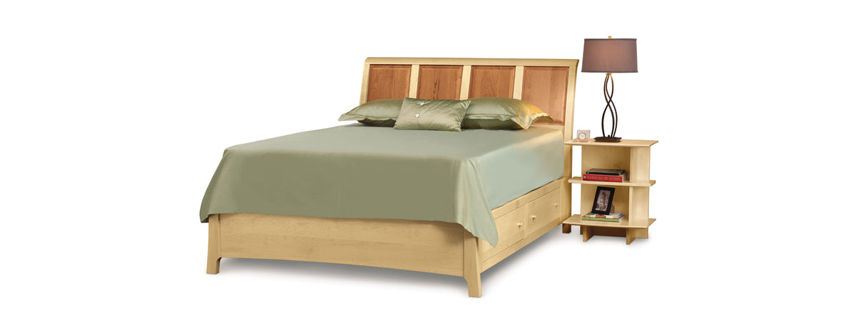 Sarah Storage Bedroom Collection - Queen by Copeland Furniture, showing angle view of sarah storage bedroom collection - queen in live show in live shot.