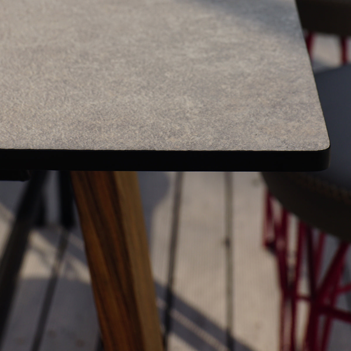 Sato Communal Table by Mamagreen, showing closeup view of sato communal table in live shot.