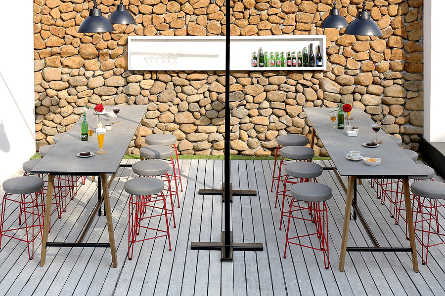 Sato Communal Table by Mamagreen, showing sato communal tables in live shot.