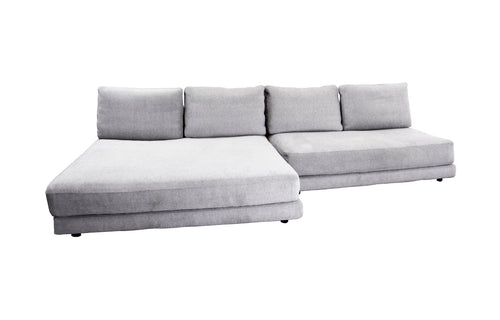 Scale 2-Seater Sofa with Double Daybed by Cane-Line - No Armrests, Light Grey Ambience Fabric.