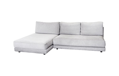 Scale 2-Seater Sofa with Single Daybed by Cane-Line - No Armrests, Light Grey Ambience Fabric.