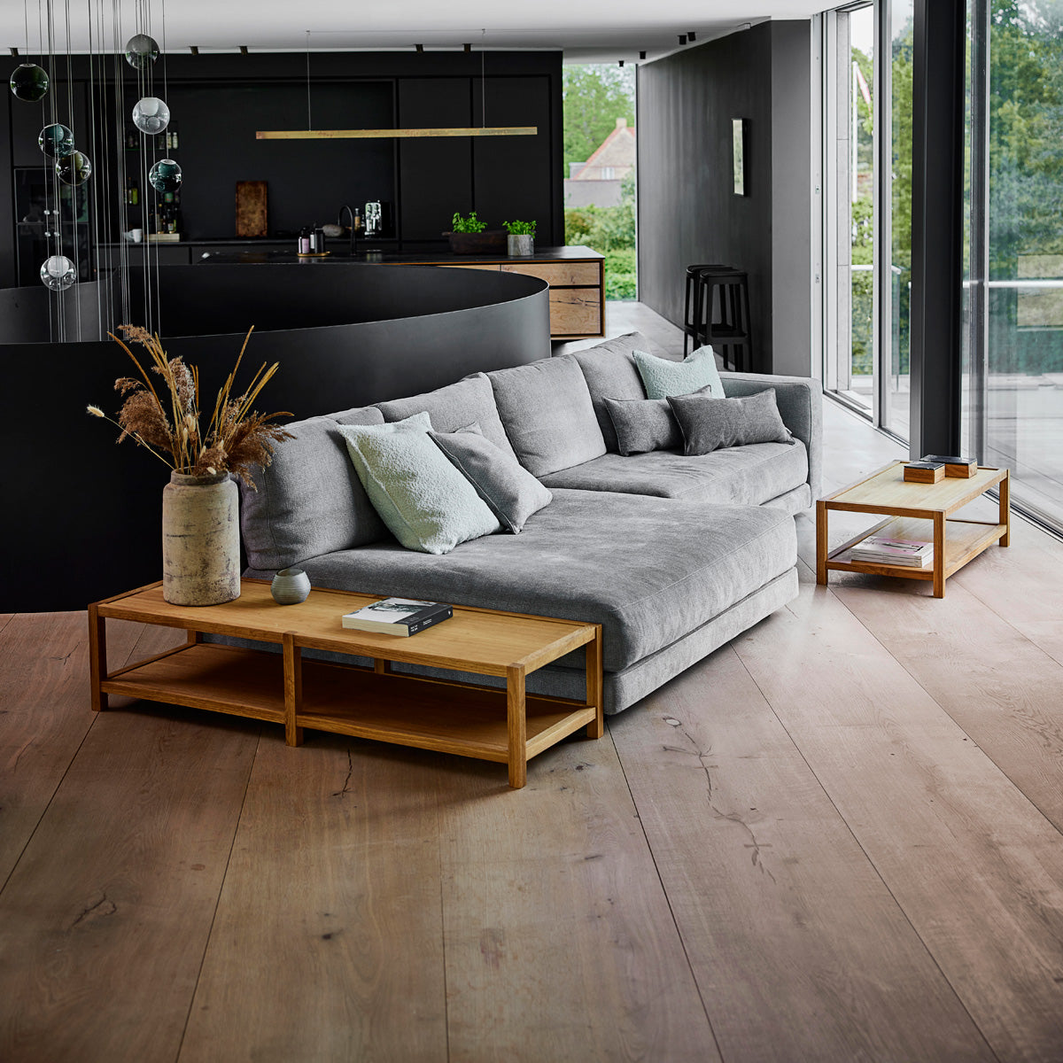 Scale Coffee Table by Cane-Line, showing scale coffee tables in live shot.