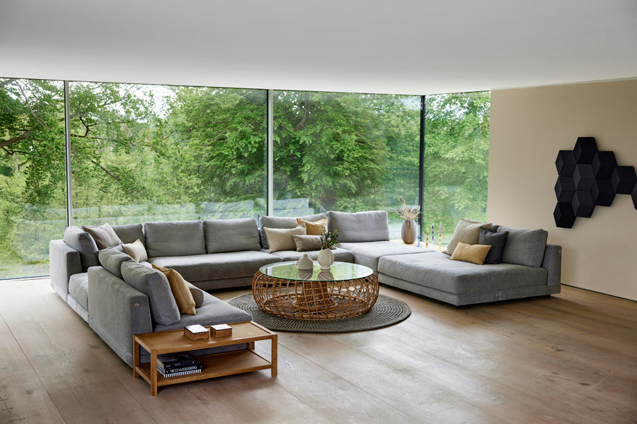 Scale Coffee Table by Cane-Line, showing scale coffee table in live shot.
