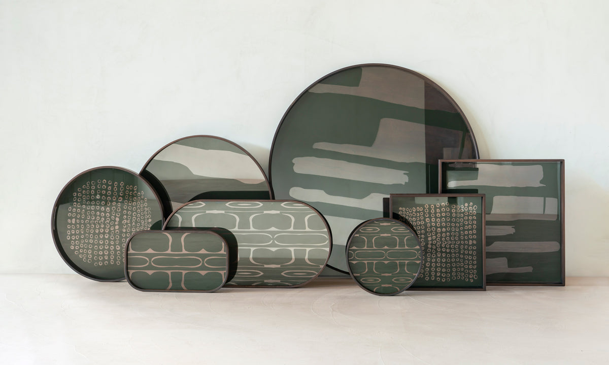 Second Nature Tray by Ethnicraft, showing second nature trays in live shot.