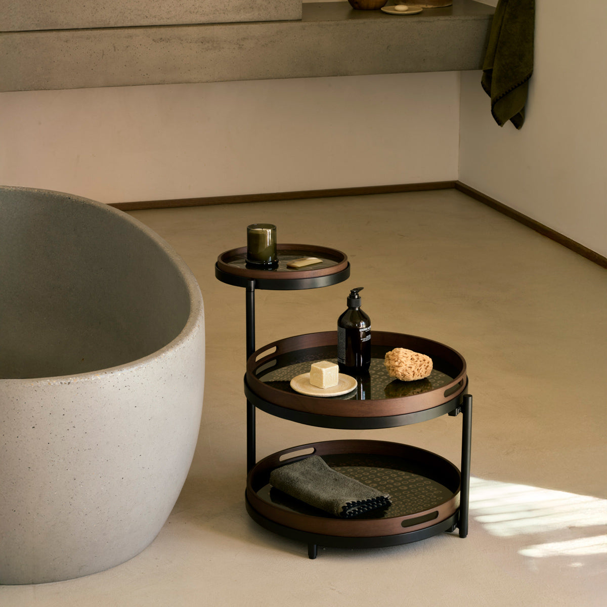 Second Nature Tray by Ethnicraft, showing second nature trays in live shot.