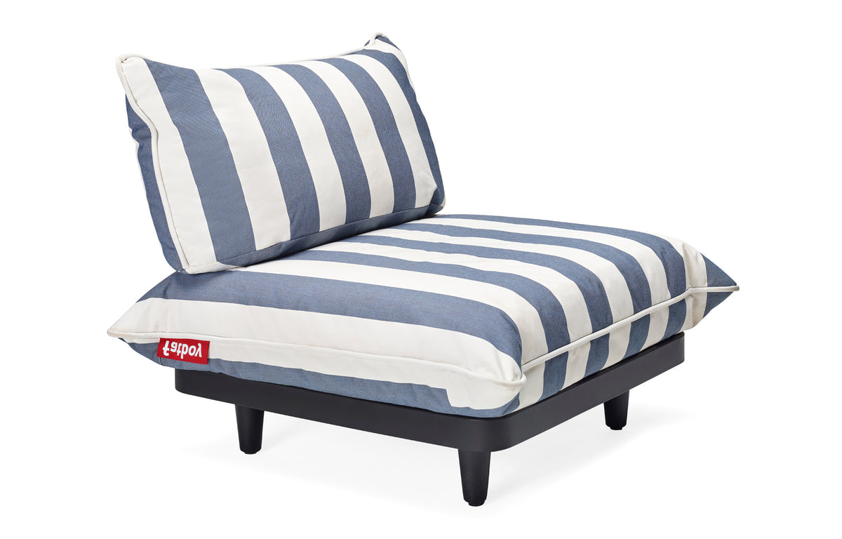 Paletti Sectional by Fatboy - 1 Seater, Ocean Blue Stripe Sunbrella Fabric.