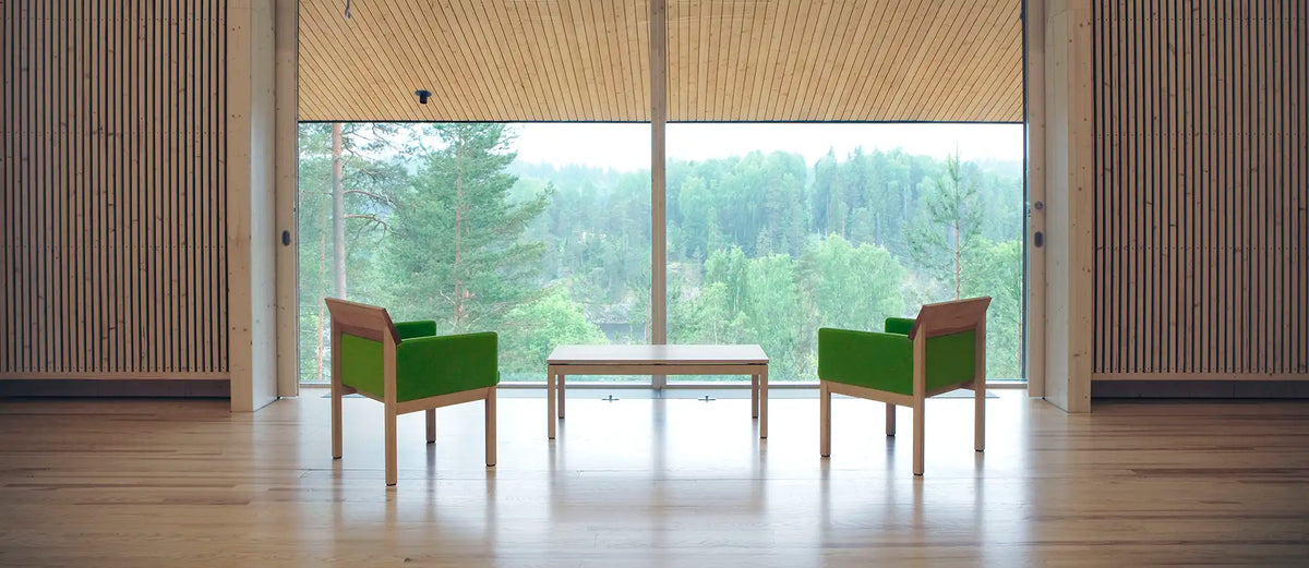 Seminar Lounge Chair by Nikari, showing seminar lounge chairs in live shot.
