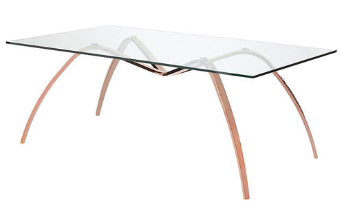 Sereno Dining Table by Nuevo, showing angle view of sereno dining table.