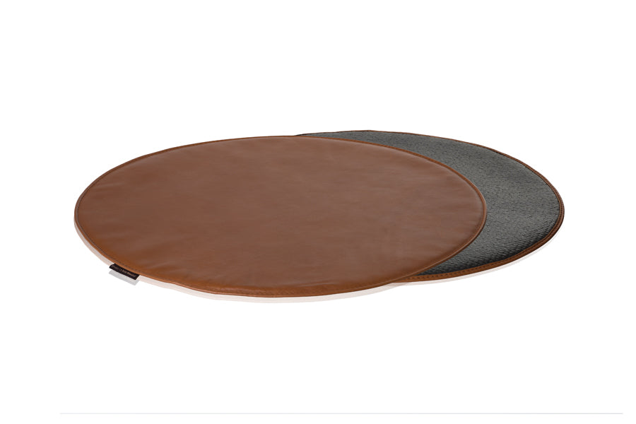Series 7 Seat Cushion by Fritz Hansen, showing front & back view of series 7 seat cushions in walnut wild leather.