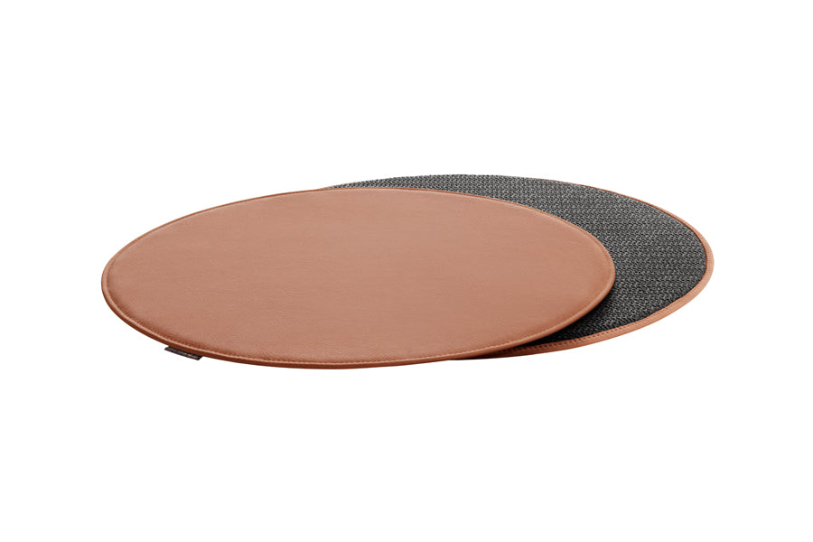 Series 7 Seat Cushion by Fritz Hansen, showing front & back view of series 7 seat cushions in brown intense leather.