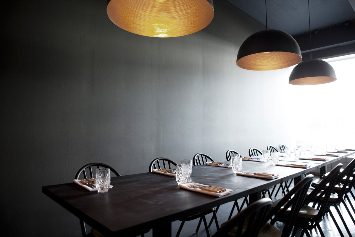 Shade Light Pendant by Mater, showing shade light pendants in live shot.