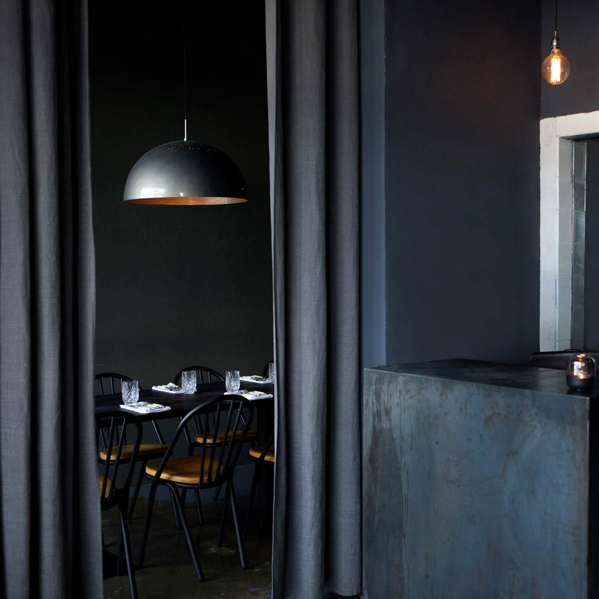 Shade Light Pendant by Mater, showing shade light pendant in live shot.