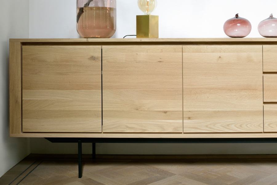 Shadow Sideboard by Ethnicraft, showing closeup view of shadow sideboard in live shot.