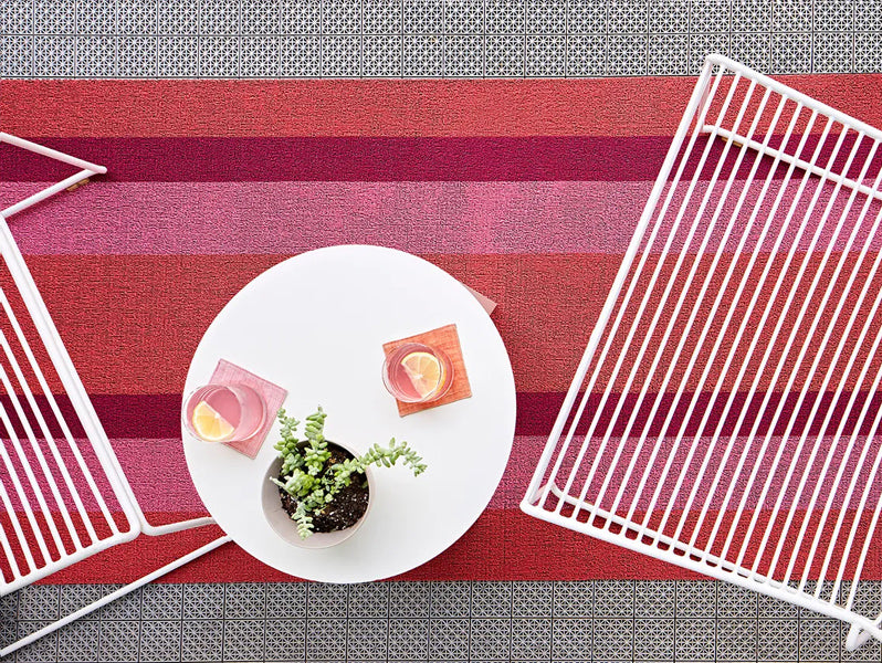 Shag Indoor/Outdoor Floormat by Chilewich, showing closeup view of shag indoor/outdoor floormat in live shot.