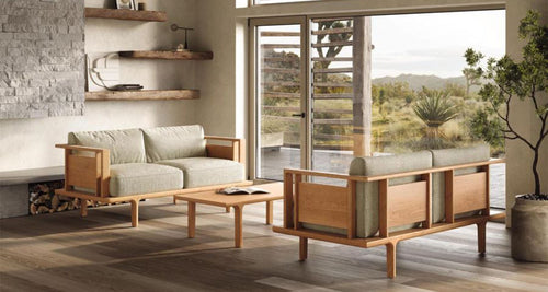 Sierra Rectangle Coffee Table by Copeland Furniture, showing sierra rectangle coffee table in live shot.