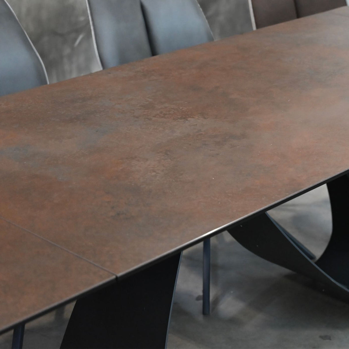Signature Extension Dining Table by Mobital, showing closeup view of signature extension dining table.
