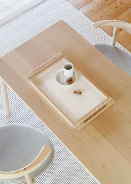 Skandi Table by Nikari, showing top/closeup view of skandi table in live shot.