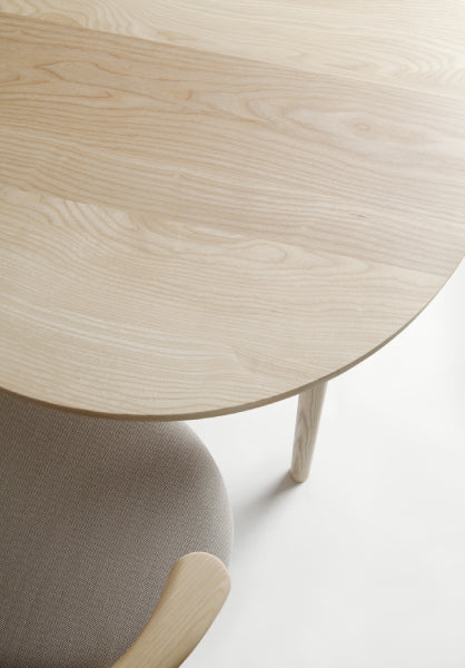 Skandi Table by Nikari, showing closeup view of skandi table in live shot.