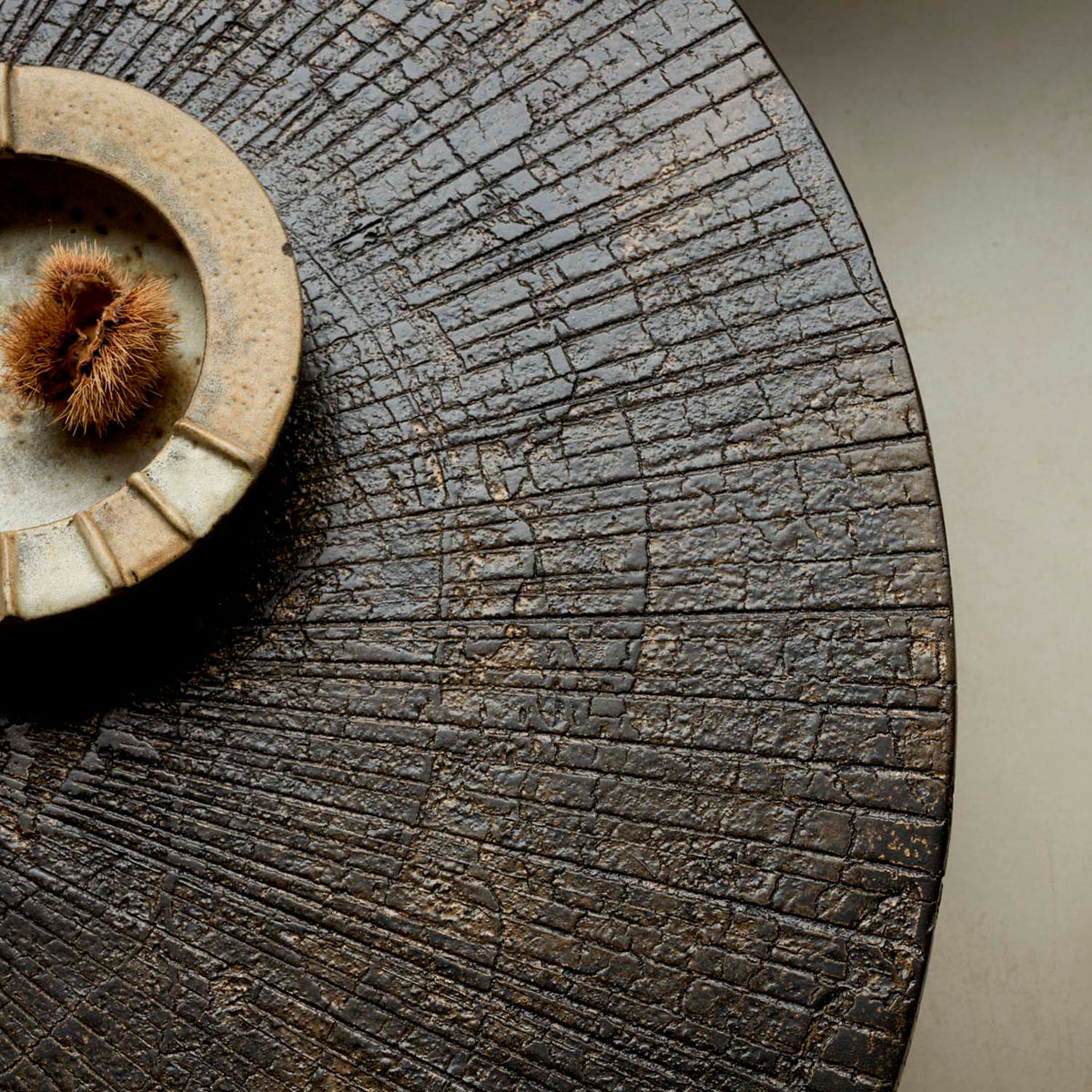Slice Coffee Table by Ethnicraft, showing closeup view of slice coffee table.