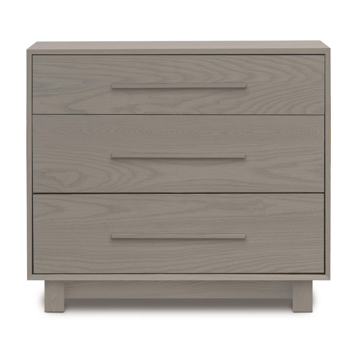 Sloane Dresser by Copeland Furniture, showing front view of sloane dresser in 3 drawers/weathered oak.