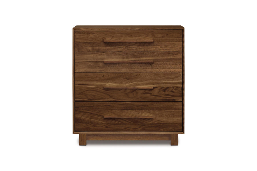 Sloane Dresser by Copeland Furniture, showing front view of sloane dresser in 4 drawers/natural walnut.