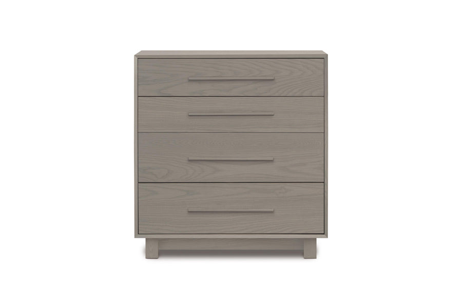 Sloane Dresser by Copeland Furniture, showing front view of sloane dresser in 4 drawers/weathered oak.