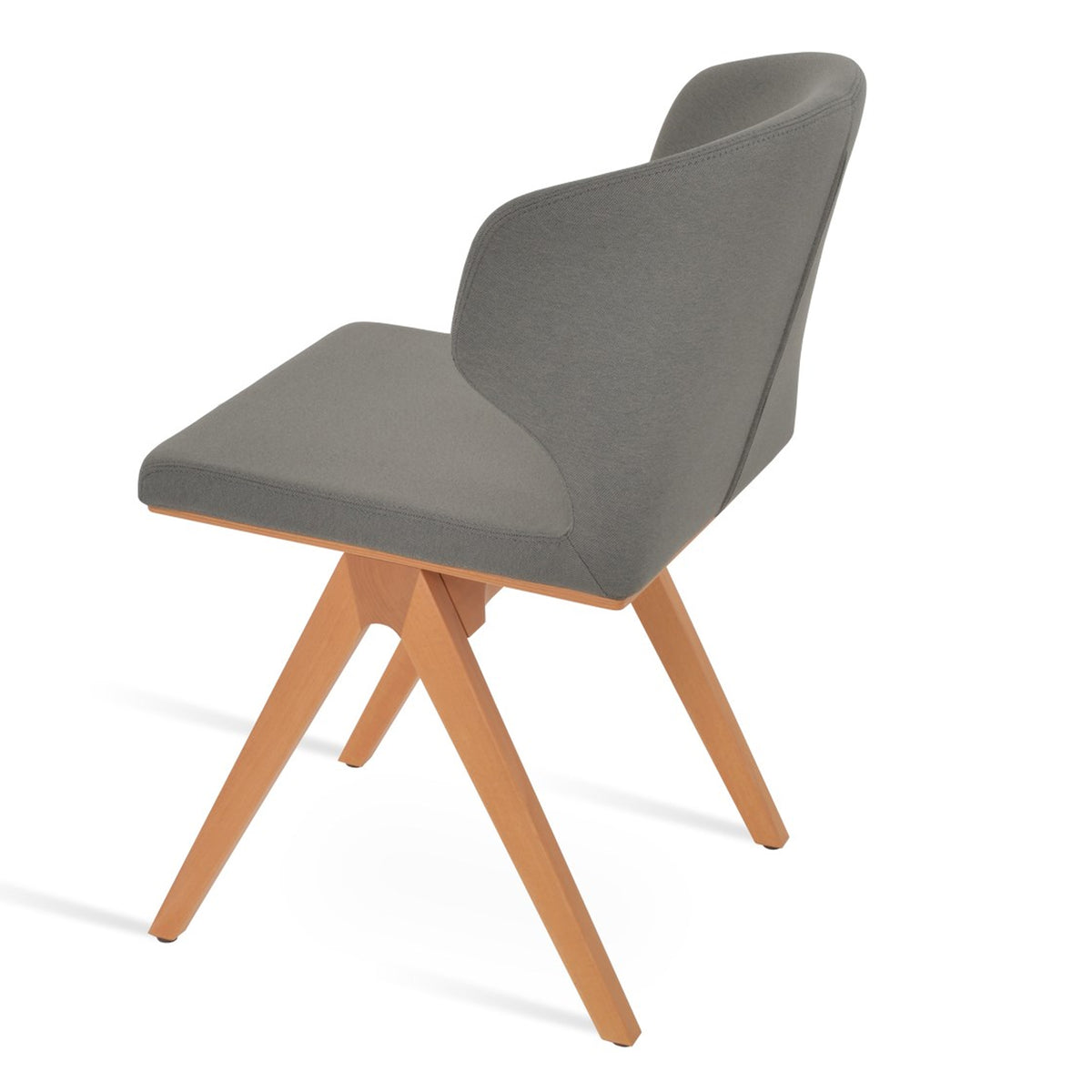 Amed Fino Wood Chair by SohoConcept - showing front view of fino wood chair in beech wood natural finish base with camira era grey fabric color.
