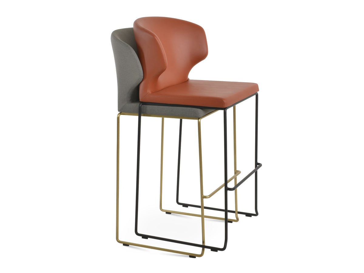 Amed Wire Stackable Stools by SohoConcept, showing angle view of both chairs.
