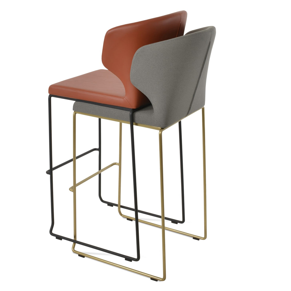 Amed Wire Stackable Stools by SohoConcept, showing angle view of both chairs.