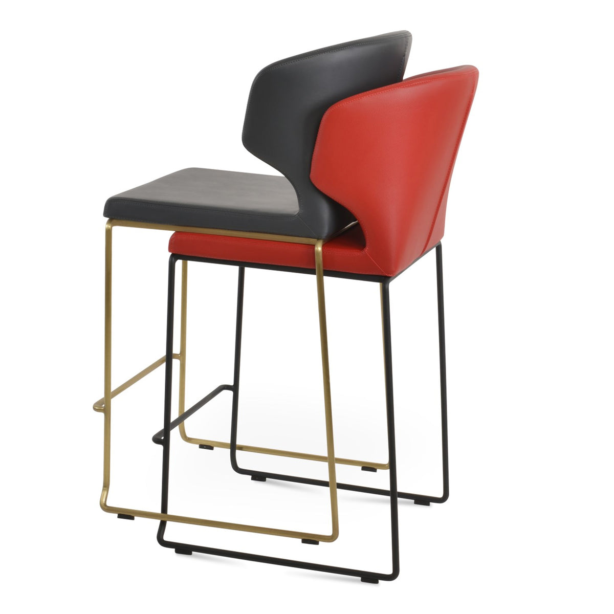 Amed Wire Stackable Stools by SohoConcept, showing back view of both chairs.
