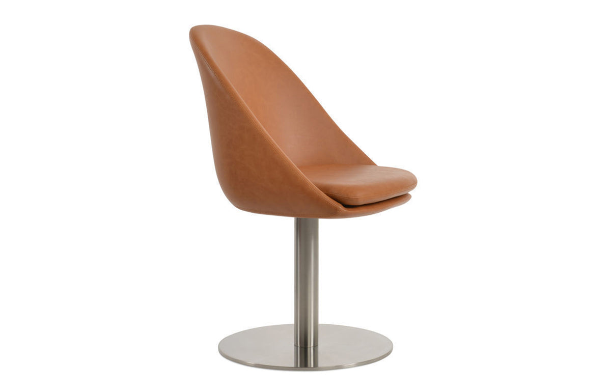 Avanos Round Swivel Chair by SohoConcept - Brushed Stainless Steel, Cinnamon PPM-FR.