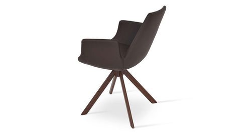 Eiffel Arm Sword Dining Chair-Leather by SohoConcept, showing side view of  eiffel arm sword dining chair-leather.